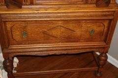Antique Jacobean Style Carved Hutch/China Cabinet with drawer and inside storage     62.5"x38.25"x17"                 **Buyer bring help to remove