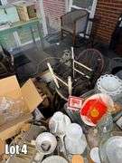 Salvage Lot- Misc. Items Including- Glassware, Furniture, Clothe Rack, Window, Jumper Cables, Etc. (BUYER RESPONSIBLE FOR REMOVAL)