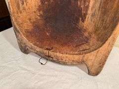 Large Hand-Carved Wooden Dough Bowl