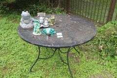 Round Outdoor Metal Table with additional Item  28"x44"