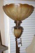 Unique Floor Lamp (needs a new cord) - glass top Globe and inside bulb   74"x13"