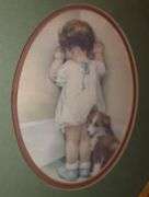 Oval Framed Bessie Pease Gutmann Print "In Disgrace"  14"x12"x5"
