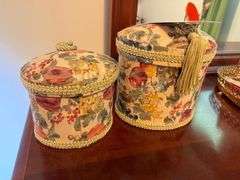 Pair of Decorative Floral Fabric Covered Boxes