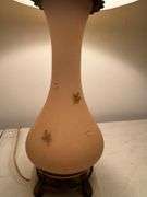 Floral Decorated Table Lamp with Marble Style Base