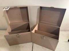 Set of Two Metal Storage Boxes - Unlocked but no keys