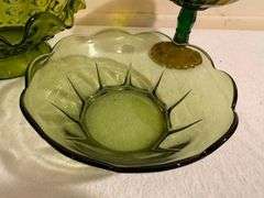 Assorted Green Glass Bowls
