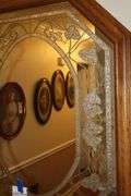 Octagon Vintage Windsor Art Mirror with Etched Floral Design    35"x28"