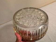 Ribbed Glass Bowl with Metal Rim