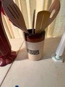Red Vase, White Vase, Utensil Holder and Utensils