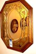 Octagon Vintage Windsor Art Mirror with Etched Floral Design    35"x28"