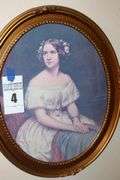Vintage Jenny Lind Lithograph Portrait in Oval Frame   24"x20"