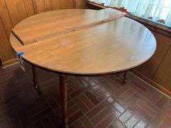 Round Wood Dining Table with Leaf