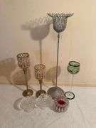 Assorted Decorative Candle Holders - Crystal, Metal, and Glass