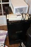 2 Drawer Metal File Cabinet (24.5"x14"x18"), adding Machine, Print Paper (3), Echo Show (in box), Shredder top, Alert System (in box), and additional items