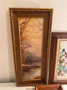 Three Framed Prints: Landscape, Birds and Butterfly