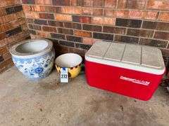 Assorted Home and Garden Items: Cooler and Planters