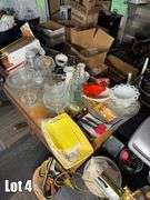 Salvage Lot- Misc. Items Including- Glassware, Furniture, Clothe Rack, Window, Jumper Cables, Etc. (BUYER RESPONSIBLE FOR REMOVAL)