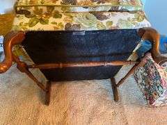 Floral Upholstered Wingback Chair with Pillow