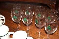 Set of Christmas Dishes Stoneware "Christmas Tree": 8 dinner plates, 8 dessert plates, 8 bowls, 5 mugs, 8 pedestal glasses