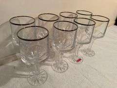Set of 8 Fostoria Silver Rim Stemmed Glasses