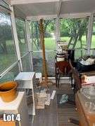Salvage Lot- Misc. Items Including- Glassware, Furniture, Clothe Rack, Window, Jumper Cables, Etc. (BUYER RESPONSIBLE FOR REMOVAL)