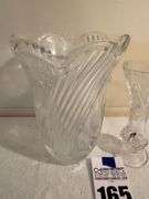 Two Piece Crystal Vase and Bud Vase Set