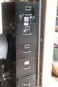 5 Drawer Metal File Cabinet (63.5"x15"x28.5") (Bottom Drawer  has some damage but closes)