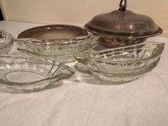 Silver Plated Serving Set with Glass Bowls