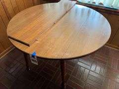 Round Wood Dining Table with Leaf