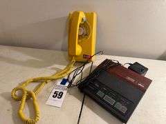 Vintage Yellow Western Electric 911 Rotary Wall Phone and Unitech XK-3005 Answering Machine