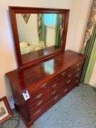 Traditional Style Cherry Wood Dresser with Mirror