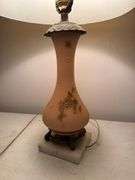 Floral Decorated Table Lamp with Marble Style Base