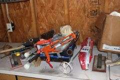 Variety of Paint Supplies - Rollers, Pans Paint Sprayer, Brushes, Stirrers etc.