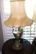 Vintage French Porcelain Lamp with shade    35"x20"