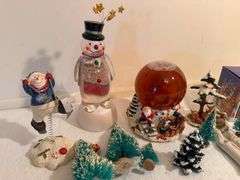 Christmas Decoration Lot: Snow Globes, Figurines, and More