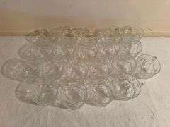 Set of Small Textured Glass Cups/Glasses (23 pieces)