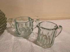 Pressed Glass Dessert Set with Plates and Sugar/Creamer