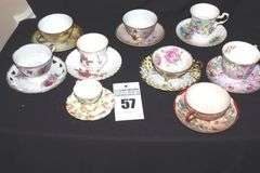 Variety of Vintage China Tea Cups and Saucers with flower theme