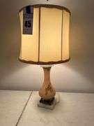 Floral Decorated Table Lamp with Marble Style Base