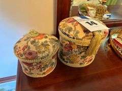 Pair of Decorative Floral Fabric Covered Boxes