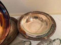 Silver Plated Serving Set with Glass Bowls