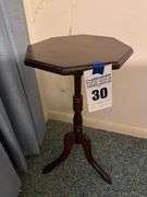 Dark Wood Pedestal Side Table