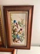 Three Framed Prints: Landscape, Birds and Butterfly