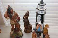Variety of Decorative items: Wood Ceramic, Pottery, (lighthouse, sea men, Indian, Dutch Shoes, etc.)