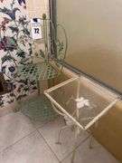 Metal Plant Stand and Small Glass Top Table