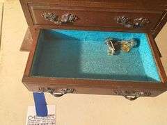 Miniature Wooden Chest of Drawers with Contents
