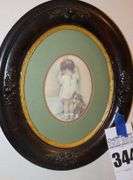 Oval Framed Bessie Pease Gutmann Print "In Disgrace"  14"x12"x5"