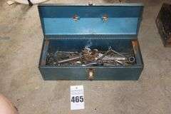 Metal Tool Box with a Variety of Wrenches (open & box) - Many are Craftsman