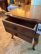 Wooden Side Table with Two Drawers