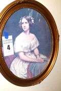 Vintage Jenny Lind Lithograph Portrait in Oval Frame   24"x20"